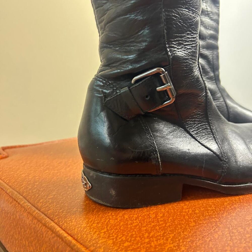 Juicy Couture Black Leather Knee-High Buckle Boots - Picture 3 of 7